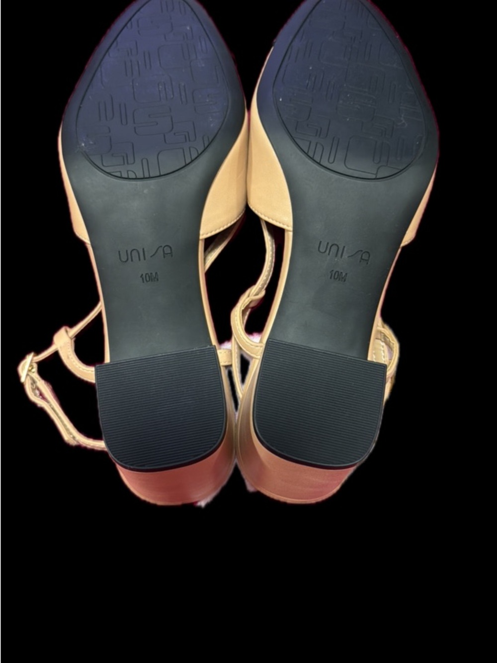Unisa Tan Block Heel Sandals with Ankle Strap